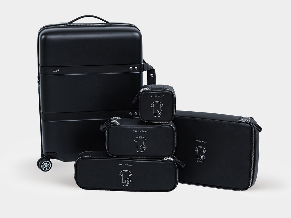 duo pack set black leather front combined with p55 carry-on black