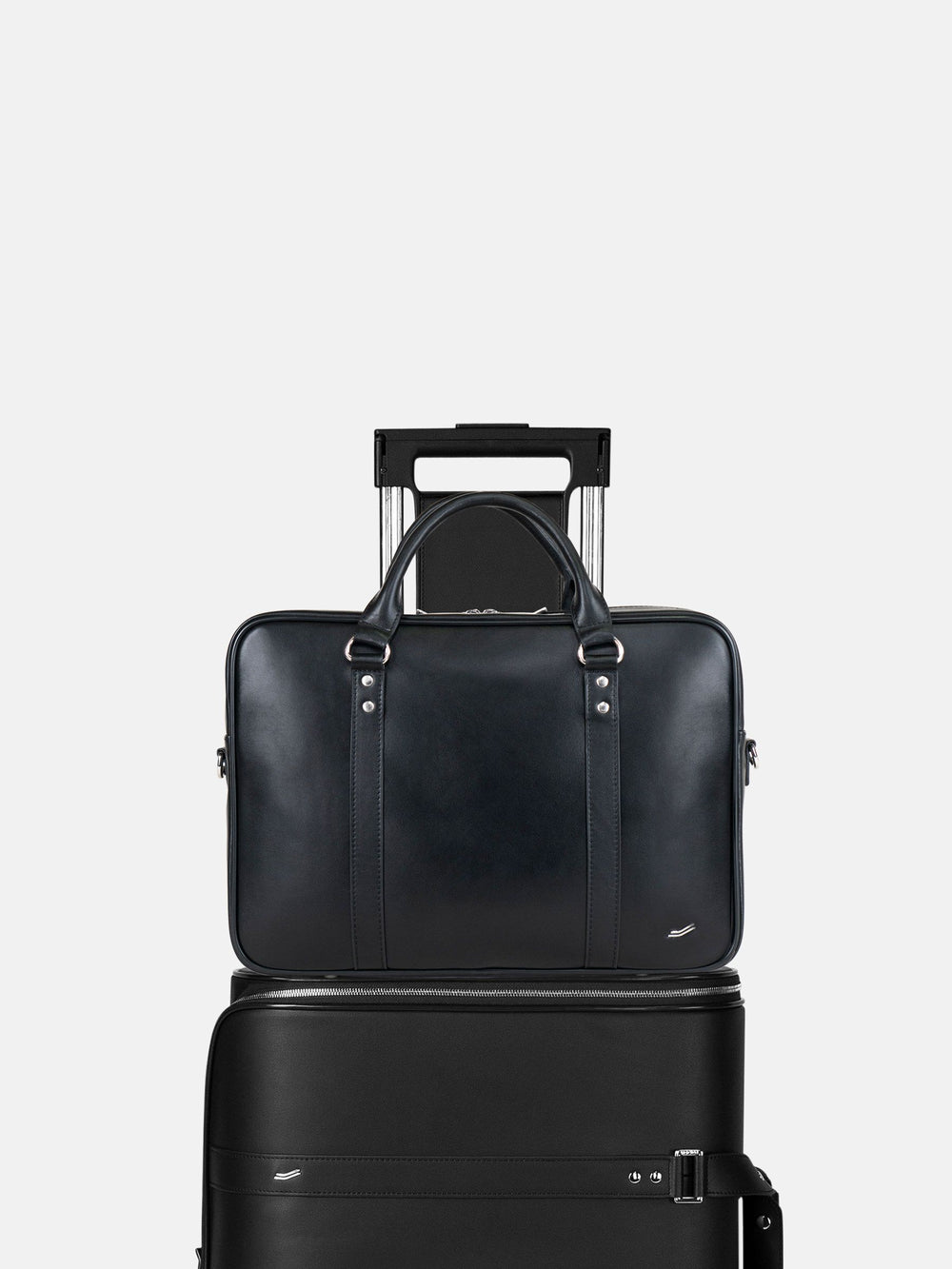 legacy f25 business briefcase black leather paired with f38 set front
