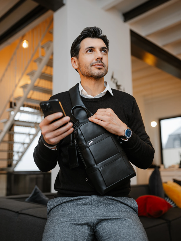 vocier black sling bag man travel brusttasche bauchtasche 