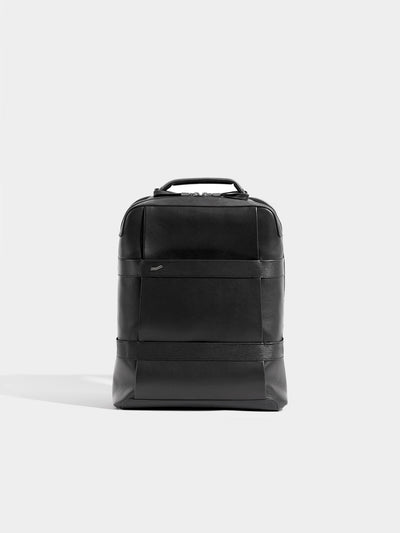 Vantage Black Leather Backpack Front Rucksack