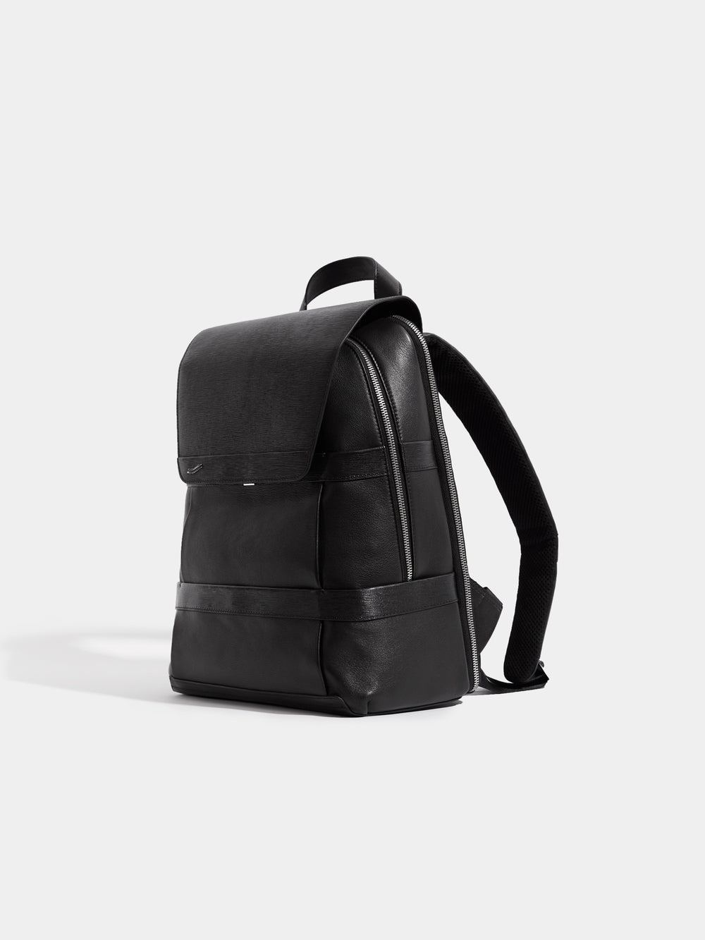 vantage casual backpack black leather side leder rucksack