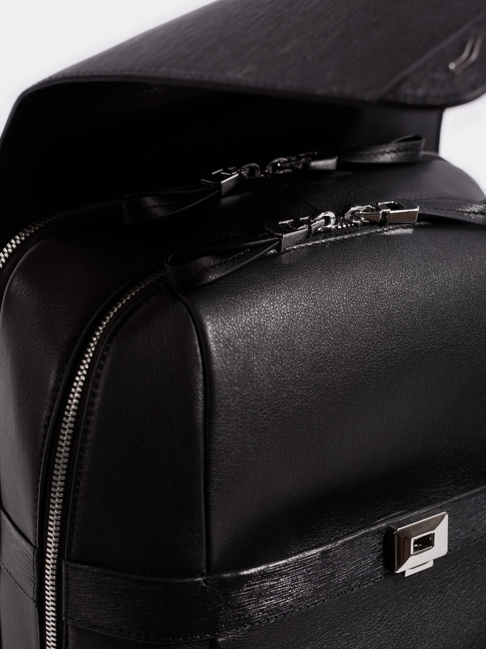 vantage leather casual backpack zipper details leder rucksack