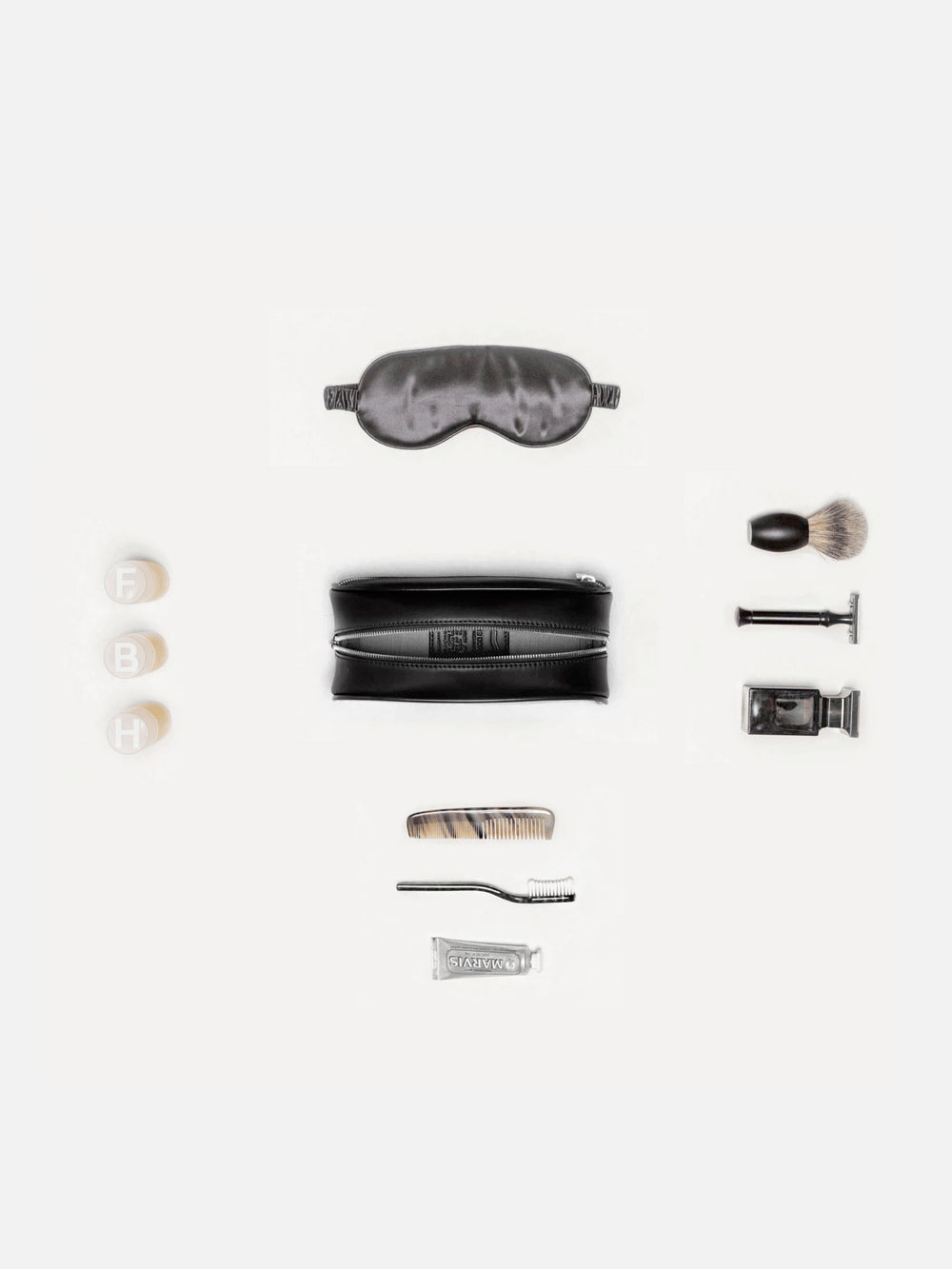 f12 travel toiletries kit unpacked italian black leather schwarzes leder