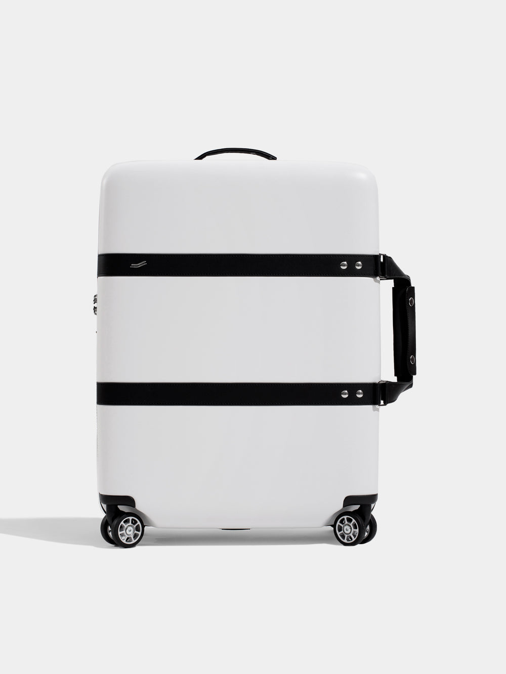 p55 carry-on luggage white front closed handle
